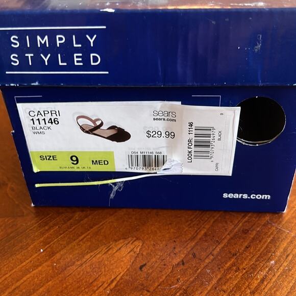 Simply Styled 9M Capri Black Faux Suede Sandals Vintage Look Retro - Picture 5 of 5